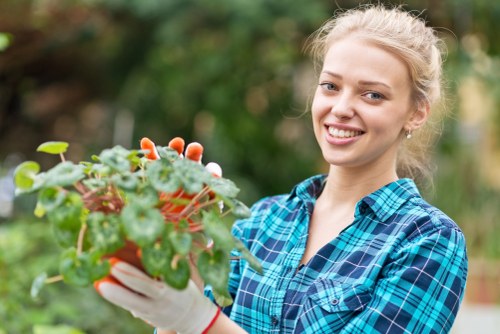 Gardener checking safety before starting work